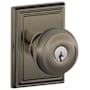 Schlage Georgian Keyed Entry Door Knob Set with Decorative Addison Trim Antique Pewter