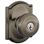 Schlage Georgian Keyed Entry Door Knob Set with Decorative Camelot Trim Antique Pewter