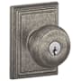 Schlage Georgian Keyed Entry Door Knob Set with Decorative Addison Trim Distressed Nickel