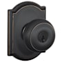 Schlage Georgian Keyed Entry Door Knob Set with Decorative Camelot Trim Aged Bronze