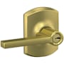 Schlage Latitude Single Cylinder Keyed Entry Door Lever Set with Decorative Greenwich Trim Satin Brass