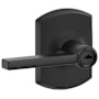 Schlage Latitude Single Cylinder Keyed Entry Door Lever Set with Decorative Greenwich Trim Matte Black