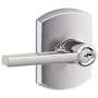 Schlage Latitude Single Cylinder Keyed Entry Door Lever Set with Decorative Greenwich Trim Bright Chrome