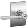 Schlage Latitude Single Cylinder Keyed Entry Door Lever Set with Decorative Century Trim Satin Chrome