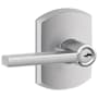 Schlage Latitude Single Cylinder Keyed Entry Door Lever Set with Decorative Greenwich Trim Satin Chrome