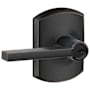 Schlage Latitude Single Cylinder Keyed Entry Door Lever Set with Decorative Greenwich Trim Aged Bronze