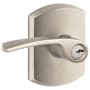 Schlage Merano Single Cylinder Keyed Entry Door Lever Set with Decorative Greenwich Trim Satin Nickel