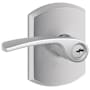 Schlage Merano Single Cylinder Keyed Entry Door Lever Set with Decorative Greenwich Trim Satin Chrome