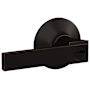 Schlage Northbrook Single Cylinder Keyed Entry Door Lever Set with Plymouth Trim and Interior Plymouth Knob Aged Bronze