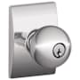 Schlage Orbit Keyed Entry Single Cylinder Door Knob Set with Decorative Century Trim Bright Chrome