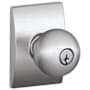 Schlage Orbit Keyed Entry Single Cylinder Door Knob Set with Decorative Century Trim Satin Chrome