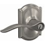 Schlage Custom Pennant Passage or Privacy Door Lever Set with Camelot Trim Satin Nickel