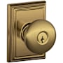 Schlage Plymouth Keyed Entry Single Cylinder Door Knob Set with Decorative Addison Trim Antique Brass