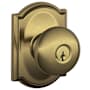 Schlage Plymouth Keyed Entry Door Knob Set with Decorative Camelot Trim Antique Brass