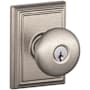 Schlage Plymouth Keyed Entry Single Cylinder Door Knob Set with Decorative Addison Trim Satin Nickel