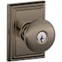 Schlage Plymouth Keyed Entry Single Cylinder Door Knob Set with Decorative Addison Trim Antique Pewter
