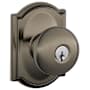 Schlage Plymouth Keyed Entry Door Knob Set with Decorative Camelot Trim Antique Pewter