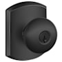 Schlage Plymouth Keyed Entry Single Cylinder Door Knob Set with Decorative Greenwich Trim Flat Black