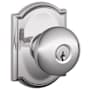 Schlage Plymouth Keyed Entry Door Knob Set with Decorative Camelot Trim Bright Chrome