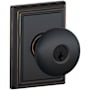Schlage Plymouth Keyed Entry Single Cylinder Door Knob Set with Decorative Addison Trim Aged Bronze