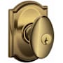 Schlage Siena Keyed Entry Single Cylinder Door Knob Set with Decorative Camelot Trim Antique Brass