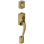 Schlage Camelot Single Cylinder Exterior Entrance Handleset from the F-Series Antique Brass