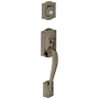 Schlage Camelot Single Cylinder Exterior Entrance Handleset from the F-Series Antique Pewter