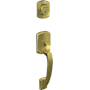 Schlage Greenwich Single Cylinder Keyed Entry Handleset from the F-Series - Exterior Only Satin Brass