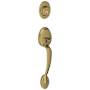 Schlage Plymouth Single Cylinder Exterior Entrance Handleset from the F-Series Antique Brass