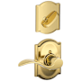 Schlage Accent Right Handed Single Cylinder Interior Pack with Decorative Camelot Trim - Exterior Handleset Sold Separately Polished Brass
