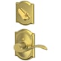 Schlage Accent Left Handed Single Cylinder Interior Pack with Decorative Camelot Trim - Exterior Handleset Sold Separately Satin Brass