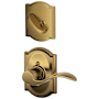 Schlage Accent Left Handed Single Cylinder Interior Pack with Decorative Camelot Trim - Exterior Handleset Sold Separately Antique Brass