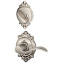 Schlage Accent Left Handed Single Cylinder Interior Pack with Decorative Brookshire Trim - Exterior Handleset Sold Separately Satin Nickel