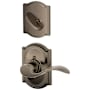 Schlage Accent Left Handed Single Cylinder Interior Pack with Decorative Camelot Trim - Exterior Handleset Sold Separately Antique Pewter