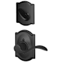 Schlage Accent Left Handed Single Cylinder Interior Pack with Decorative Camelot Trim - Exterior Handleset Sold Separately Matte Black