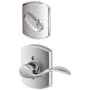 Schlage Accent Left Handed Single Cylinder Interior Pack with Decorative Greenwich Trim - Exterior Handleset Sold Separately Bright Chrome