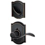 Schlage Accent Left Handed Single Cylinder Interior Pack with Decorative Camelot Trim - Exterior Handleset Sold Separately Aged Bronze