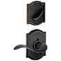 Schlage Accent Right Handed Single Cylinder Interior Pack with Decorative Camelot Trim - Exterior Handleset Sold Separately Aged Bronze