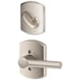 Schlage Broadway Single Cylinder Interior Pack with Decorative Greenwich Trim - Exterior Handleset Sold Separately Satin Nickel