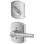 Schlage Broadway Single Cylinder Interior Pack with Decorative Greenwich Trim - Exterior Handleset Sold Separately Satin Chrome