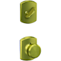 Schlage Bowery Single Cylinder Interior Pack with Decorative Greenwich Trim - Exterior Handleset Sold Separately Satin Brass
