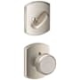 Schlage Bowery Single Cylinder Interior Pack with Decorative Greenwich Trim - Exterior Handleset Sold Separately Satin Nickel