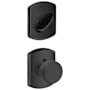 Schlage Bowery Single Cylinder Interior Pack with Decorative Greenwich Trim - Exterior Handleset Sold Separately Matte Black