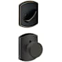 Schlage Bowery Single Cylinder Interior Pack with Decorative Greenwich Trim - Exterior Handleset Sold Separately Aged Bronze