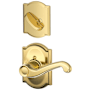 Schlage Flair Left Handed Single Cylinder Interior Pack with Decorative Camelot Trim - Exterior Handleset Sold Separately Polished Brass