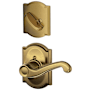 Schlage Flair Left Handed Single Cylinder Interior Pack with Decorative Camelot Trim - Exterior Handleset Sold Separately Antique Brass