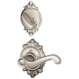 Schlage Flair Left Handed Single Cylinder Interior Pack with Decorative Brookshire Trim - Exterior Handleset Sold Separately Satin Nickel