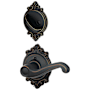 Schlage Flair Left Handed Single Cylinder Interior Pack with Decorative Brookshire Trim - Exterior Handleset Sold Separately Aged Bronze