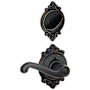 Schlage Flair Right Handed Single Cylinder Interior Pack with Decorative Brookshire Trim - Exterior Handleset Sold Separately Aged Bronze