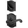 Schlage Flair Left Handed Single Cylinder Interior Pack with Decorative Camelot Trim - Exterior Handleset Sold Separately Aged Bronze